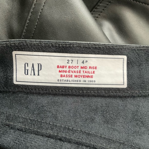 GAP black Mid Rise Vegan Leather Baby Boot Pants s27/4p - Picture 7 of 7